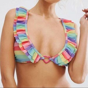 Lazy Oaf Pastel Rainbow Bikini Top